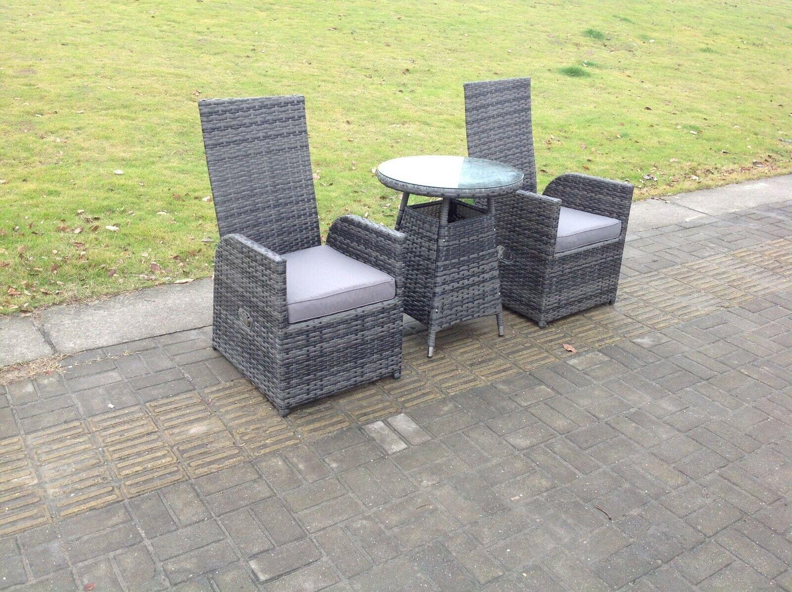 Outdoor Wicker Rattan Garden Furniture Reclining Chair And Table Dining Sets 2 Seater Bistro Round T
